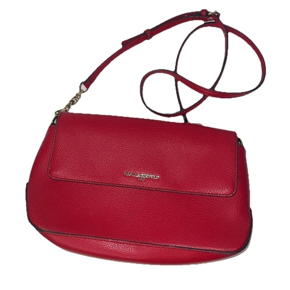 Karl Lagerfeld Cherry Iris Red Leather Crossbody Clutch Bag Newbury Lane